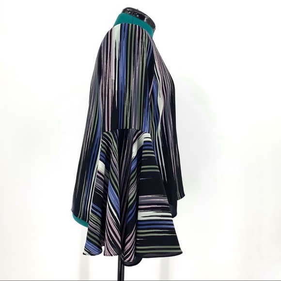 Vince Camuto Striped Print Flounce Sleeve Blouse, Medium - Picture 9 of 16